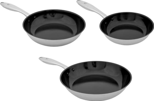 Sett med stekepanner med keramisk belegg, induksjon 20 cm, 24 cm, 28 cm - Shiori rustfritt stål 304