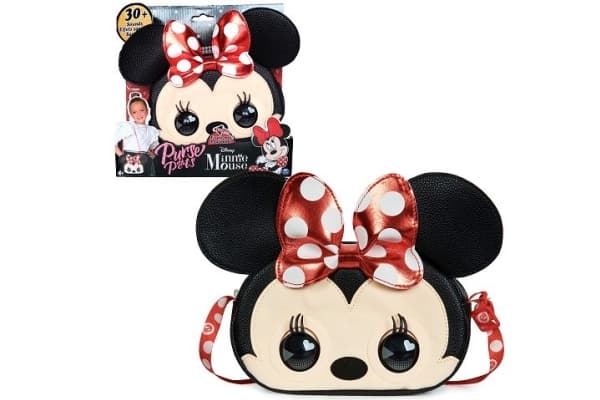 Purse Pets Disney Minnie Maus, Tyttö, Olkalaukku, Vetoketju, Beige, Musta, Punainen, Kuva, Punainen