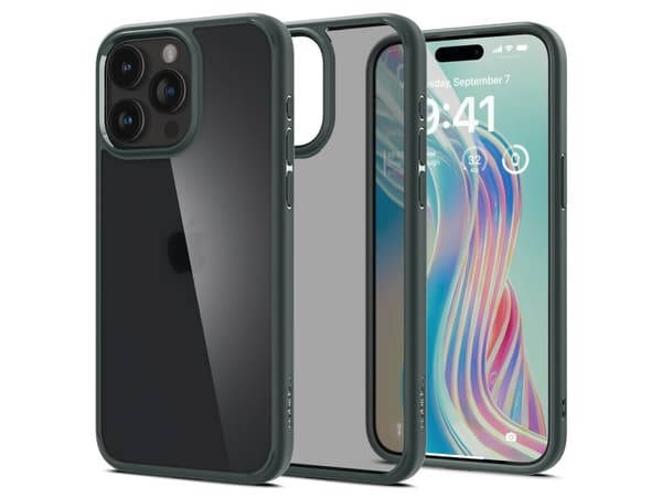 Spigen ACS06569, Omslag, Apple, iPhone 15 Pro Max, 17 cm (6.7"), Grön, Transparent