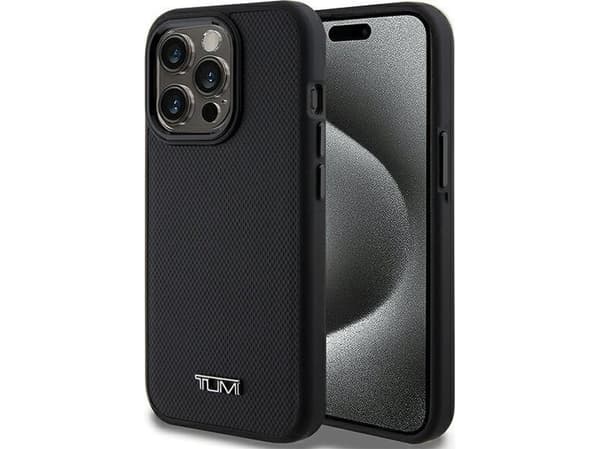 Dėklas Tumi TUHMP15LRBAK iPhone 15 Pro 6.1" juoda/juodas hardcase Leather Balistic Pattern MagSafe