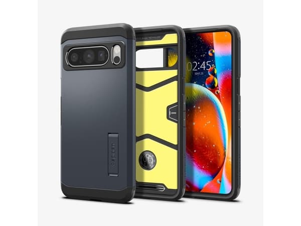 Spigen Tough Armor - Baksidesskydd för mobiltelefon - polykarbonat, termoplastisk polyuretan (TPU), stötskum - metallskiffer - för Google Pixel 8 Pro