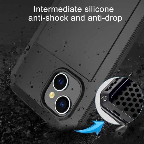 Kraftig robust hybrid-deksel+herdet glass til iPhone 15