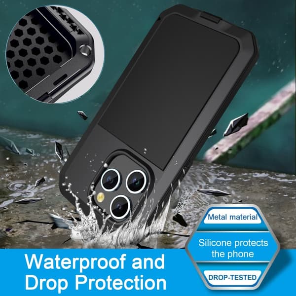iPhone 15 Pro Max Heavy Duty Robust Hybrid Cover Shell + hærdet glas
