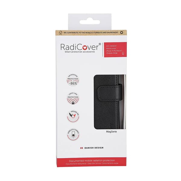 Radicover Mobilfodral Strålningsskydd PU MagS RFID Svart - iPhone 15 Pro Max