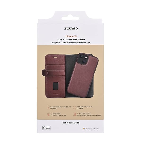 Buffalo Mobildekseel 2-i-1 3 Kort MagSeries Brun  - iPhone 15