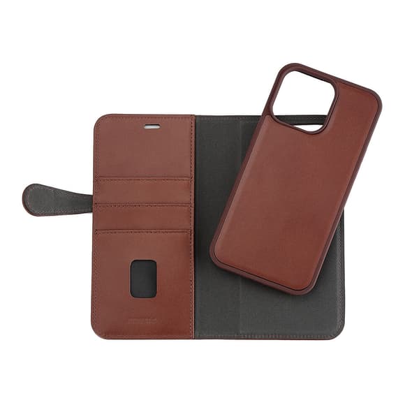 Buffalo Mobildeksel 2-i-1 3 Kort MagSeries Brun - iPhone 15 Pro Max