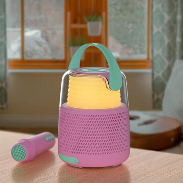 MOBILITY ON BOARD Högtalare Karaoke Kit Mic LED - Rosa