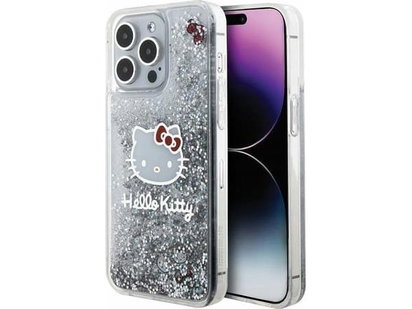 Sourcing Hello Kitty HKHCP15XLIKHET iPhone 15 Pro Max 6.7" silver/silver hardcase Liquid Glitter Charms Kitty Head