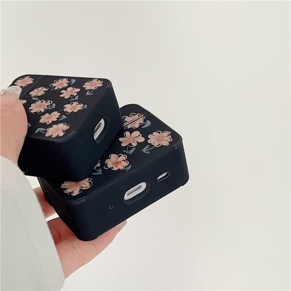 Airpods 3 Skal Daisy Pattern med Ringspänne - Svart/Rosa