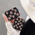 Miniatyrbild 5 av 6: Airpods 1/2 Skal TPU Läder Floral - Svart/Rosa