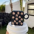 Miniatyrbild 2 av 6: Airpods 1/2 Skal TPU Läder Floral - Svart/Rosa