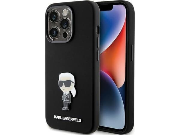 Karl Lagerfeld KLHCP15LSMHKNPK iPhone 15 Pro 6.1" czarny/svart silikon Ikonik Metal Pin
