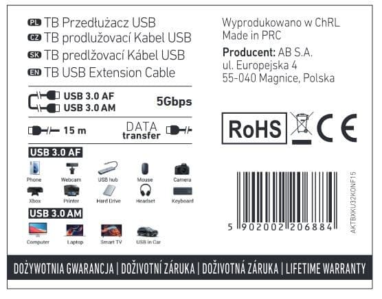 !TB USB gen. 3.2. extension 15 m cable