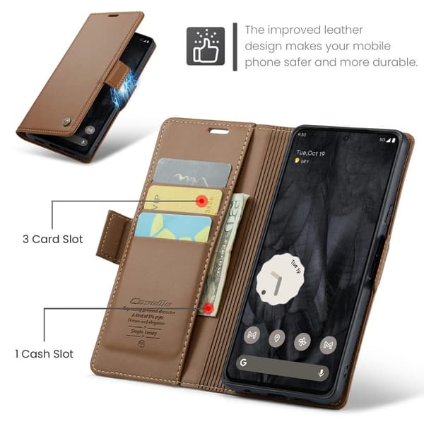 CASEME Plånboksfodral till Pixel 8 Pro - Brun