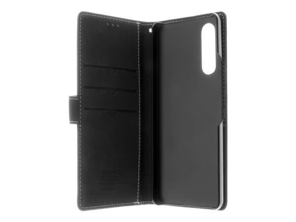 Insmat Exclusive - Vikbart fodral för mobiltelefon - läder, kartong+papper+aluminiumfolie - svart - för Sony XPERIA 10 V