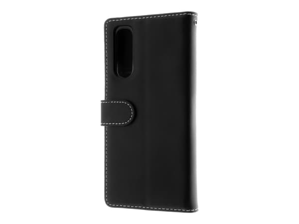 Insmat Exclusive - Vikbart fodral för mobiltelefon - läder, kartong+papper+aluminiumfolie - svart - för Sony XPERIA 10 V