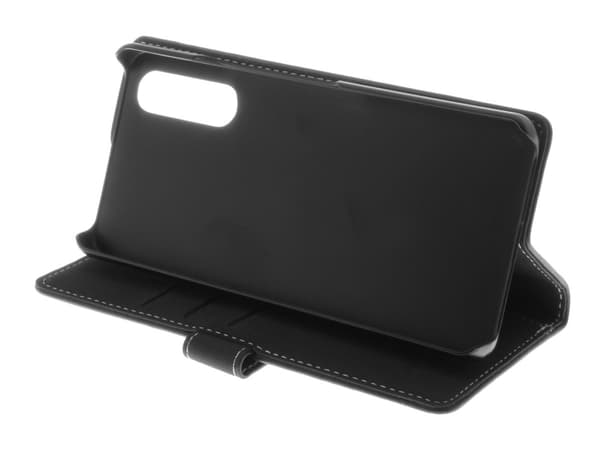 Insmat Exclusive - Vikbart fodral för mobiltelefon - läder, kartong+papper+aluminiumfolie - svart - för Sony XPERIA 10 V