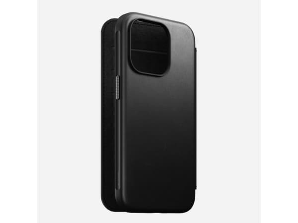 Nomad Modern Leather Folio, Folio-kotelo, Apple, iPhone 15 Pro, 15,5 cm (6.1"), Musta