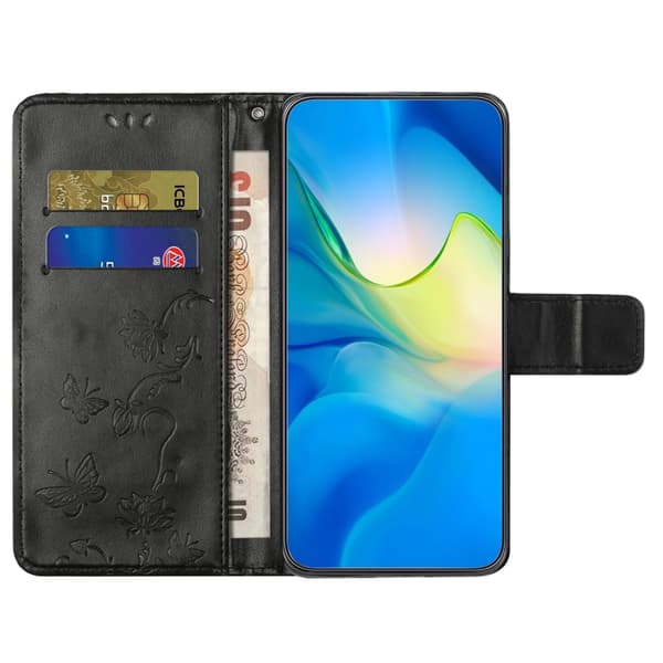 Läderfodral Fjärilar Samsung Galaxy S23 FE Svart