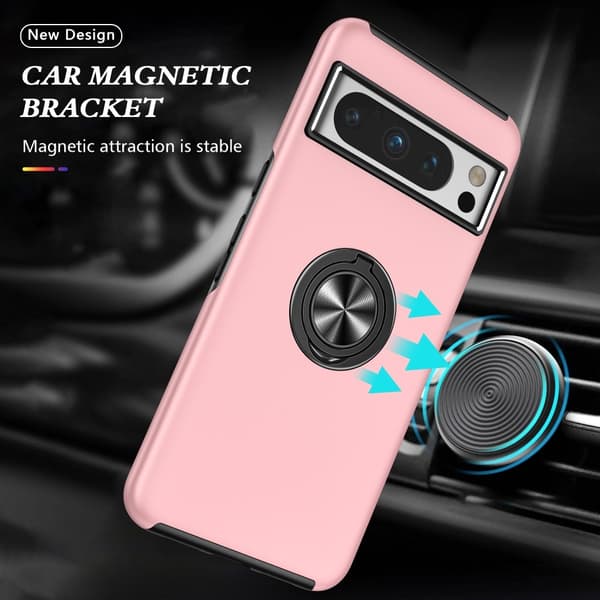 Till Pixel 8 Pro Hybrid skal med Finger Ring - Rosa