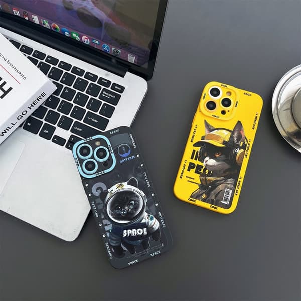 TPU telefon cover Cover til iPhone 15 Pro Cover Cat - Gul