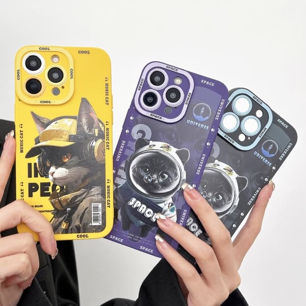 TPU-puhelinkotelon suojakuori iPhone 15 Case Catille - Keltainen