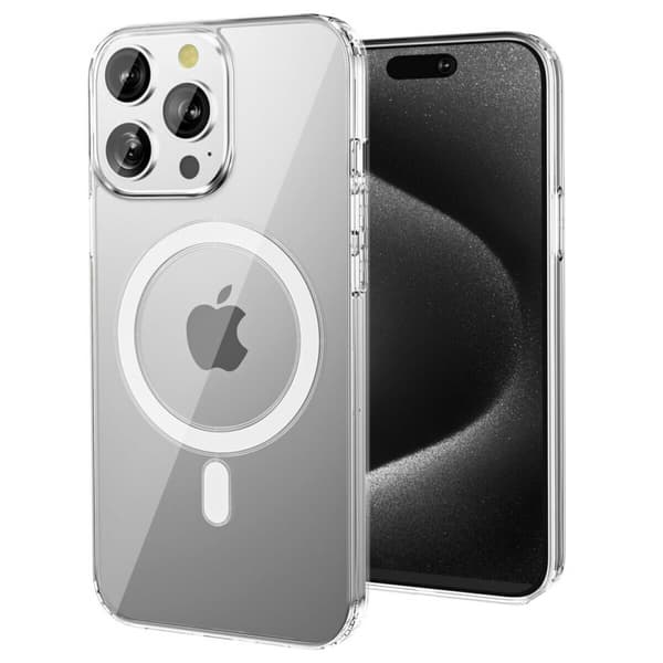 Etui kompatibelt med MagSafe for iPhone 15, gjennomsiktig