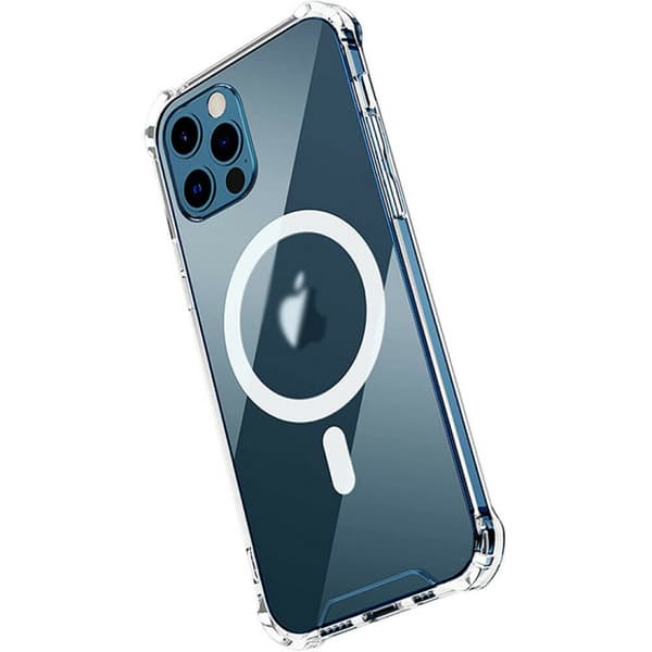 Gennemsigtigt etui med magnetisk opladningsstøtte, iPhone 15 Pro Max