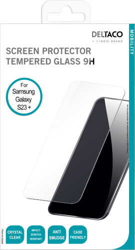DELTACO Skjermbeskytter, Samsung Galaxy S23+, 2,5D Full dekning