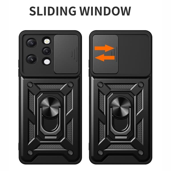 Til Xiaomi Redmi 12 Lens Protector Phone Case PC+TPU Shell med support