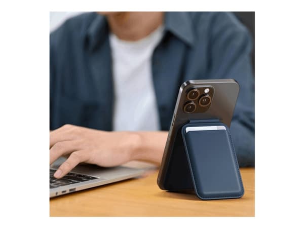 Satechi - Matkapuhelimen suojus - magneettinen - MagSafe yhteensopivuus - vegaaninahka - tummansininen
