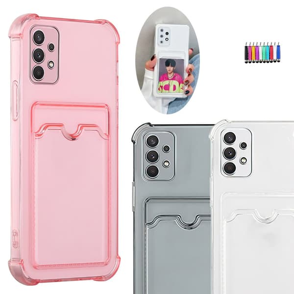 Samsung Galaxy A04s - Card Cover / Beskyttelse Transparent Pink