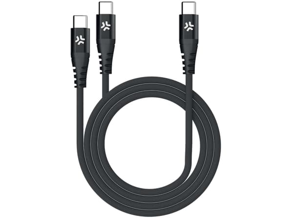 USB-C - 2x USB-C-kabel 100W PD 1,3m Svart