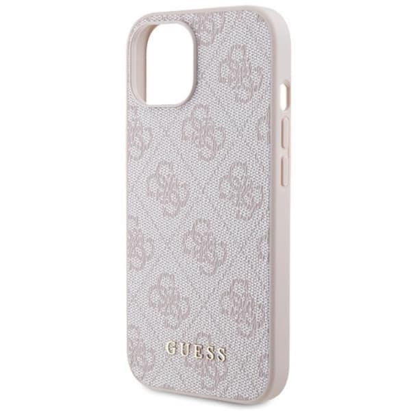 Guess iPhone 15 Plus Mobilskal Metall Gold Logo - Rosa