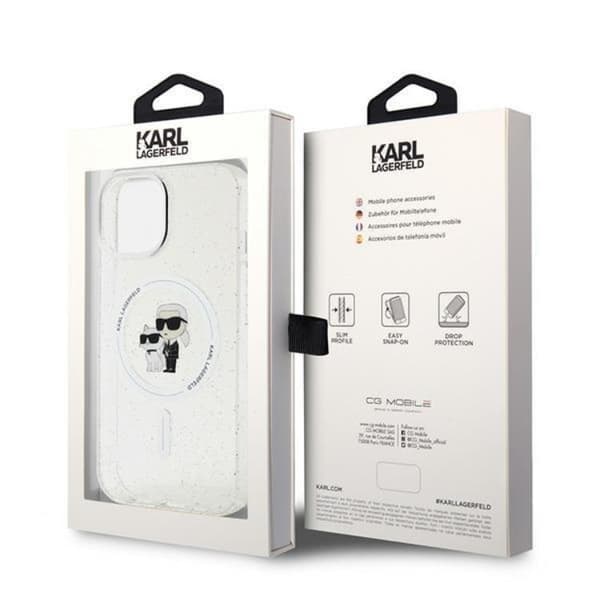 Karl Lagerfeld iPhone 15 Plus Mobilskal Magsafe Glitter - Clear