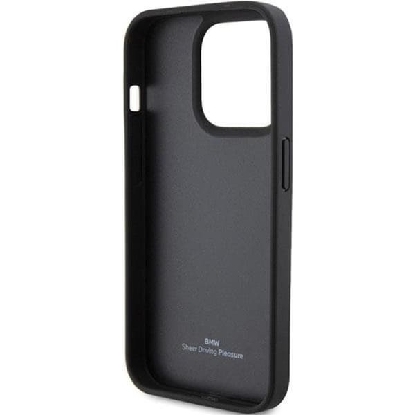 BMW iPhone 15 Pro Max Mobilskal Läder Hot Stamp - Svart