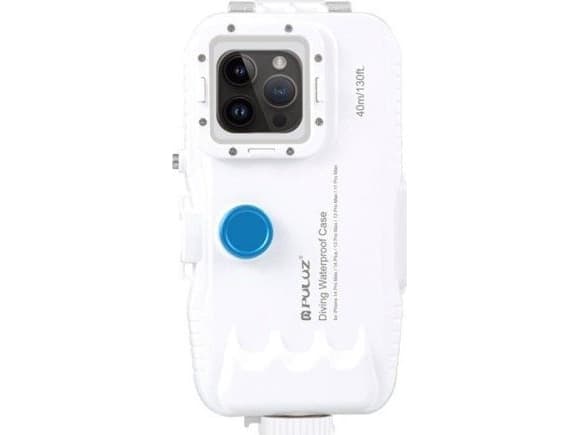 Puluz vanntett Puluz-deksel i plast for iPhone 14 Plus/Pro Max/13 Pro Max/12 Pro Max/11 Pro Max (hvit)