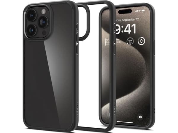 Spigen ACS06474, Omslag, Apple, iPhone 15 Pro, 15,5 cm (6.1"), Svart, Transparent