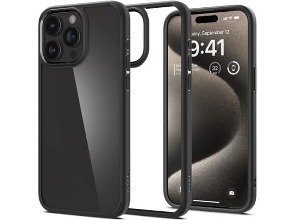 Spigen ACS06474, Omslag, Apple, iPhone 15 Pro, 15,5 cm (6.1"), Svart, Transparent