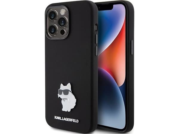 Karl Lagerfeld KLHCP15LSMHCNPK iPhone 15 Pro 6.1" czarny/svart silikon Choupette metallnål