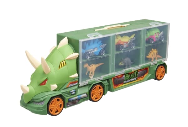Teamsterz Beast Machines Triceratops Transporter and 3 toy cars