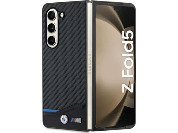 Samsung Galaxy Z Fold 5 - musta BMW nahkainen hiilikuitukotelo Samsung Galaxy Z Fold 5 - musta BMW nahkainen hiilikuitukotelo