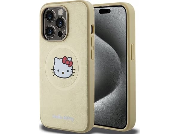 Sourcing Hello Kitty HKHMP13XPGHCKD iPhone 13 Pro Max 6.7" gold/gold hardcase Leather Kitty Head MagSafe