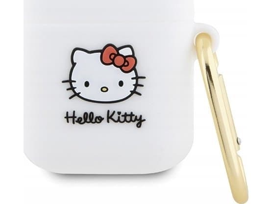 Apple AirPods Hello Kitty silikon 3D Kitty Head (HKA23DKHSH) hodetelefondeksel i hvit farge