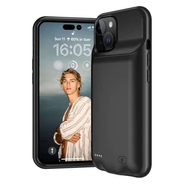Genopladeligt batteri cover Shell til iPhone 15 Plus 8500mAh
