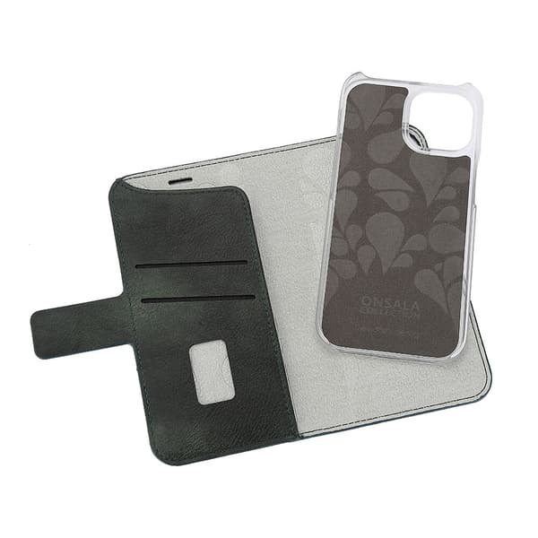 ONSALA Eco Wallet 2 card Recycled MagSerie iPhone 15 Dark Green