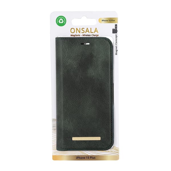 Onsala Mobildekssel Eco 2 Kortfack MagSeries Mørkegrønn - iPhone 15 Plus