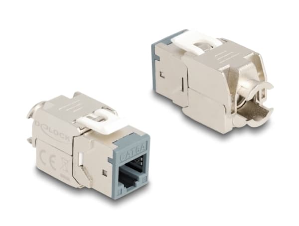 Delock - Modulär insättning - verktygsfri - CAT 6a - STP - RJ-45 - grå (paket om 10)