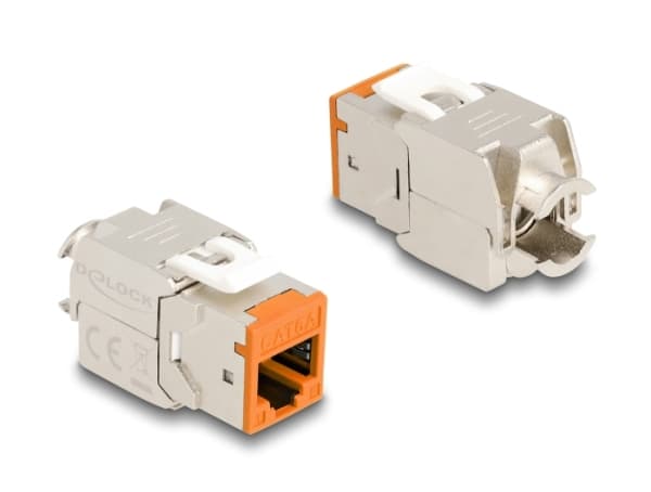 Delock - Keystone modul - RJ-45 (hona) till LSA (hona) - STP - CAT 6a - orange (paket om 10)