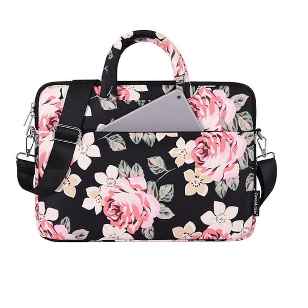 CANVASARTISAN Datorfodral 13" Floral H40-C22 med Axelrem - Svart